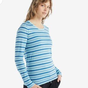Icebreaker Merino  Wool Blend  Long Sleeve Striped Tee, M